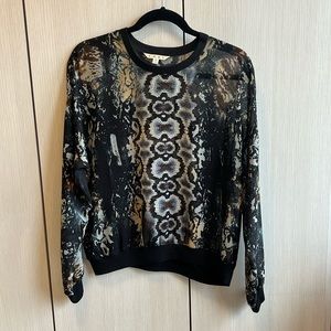 Cabi long sleeve sheer snake print tee